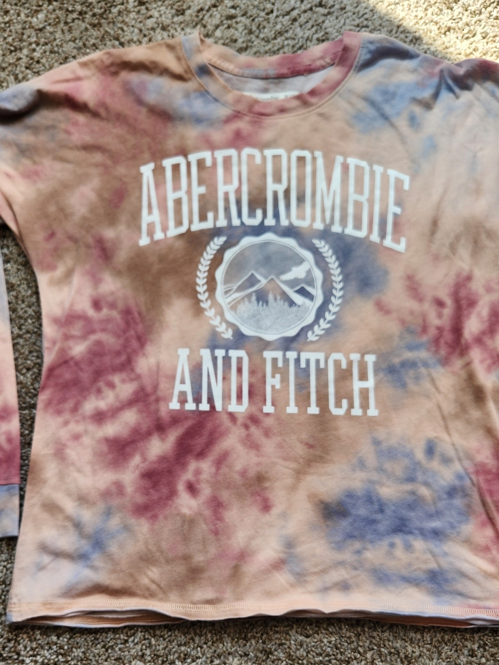 Abercrombie & Fitch Kids Tie-Dye Logo Long Sleeve Tee - Pink, Blue, Brown